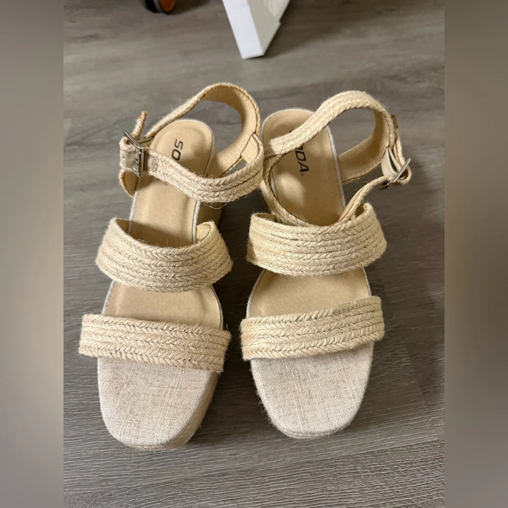 SODO Beige Wedge Sandals - Picture 3 of 5